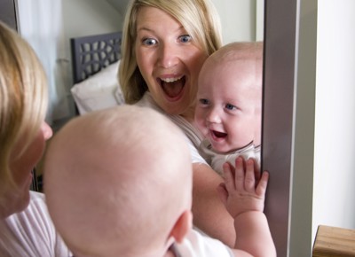 Talk to the baby/toddler in the mirror